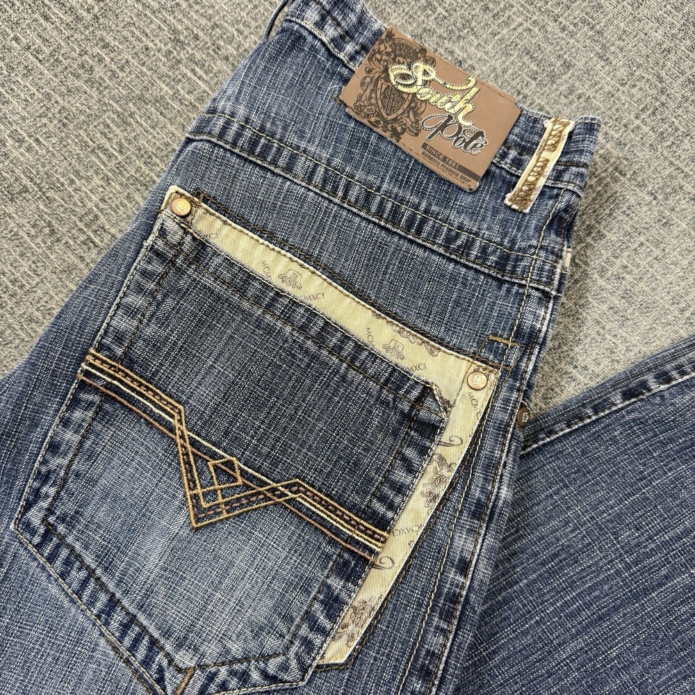 VTG Y2K SouthPole Baggy Jeans Mens 34 Blue Distressed Skater Denim Pants